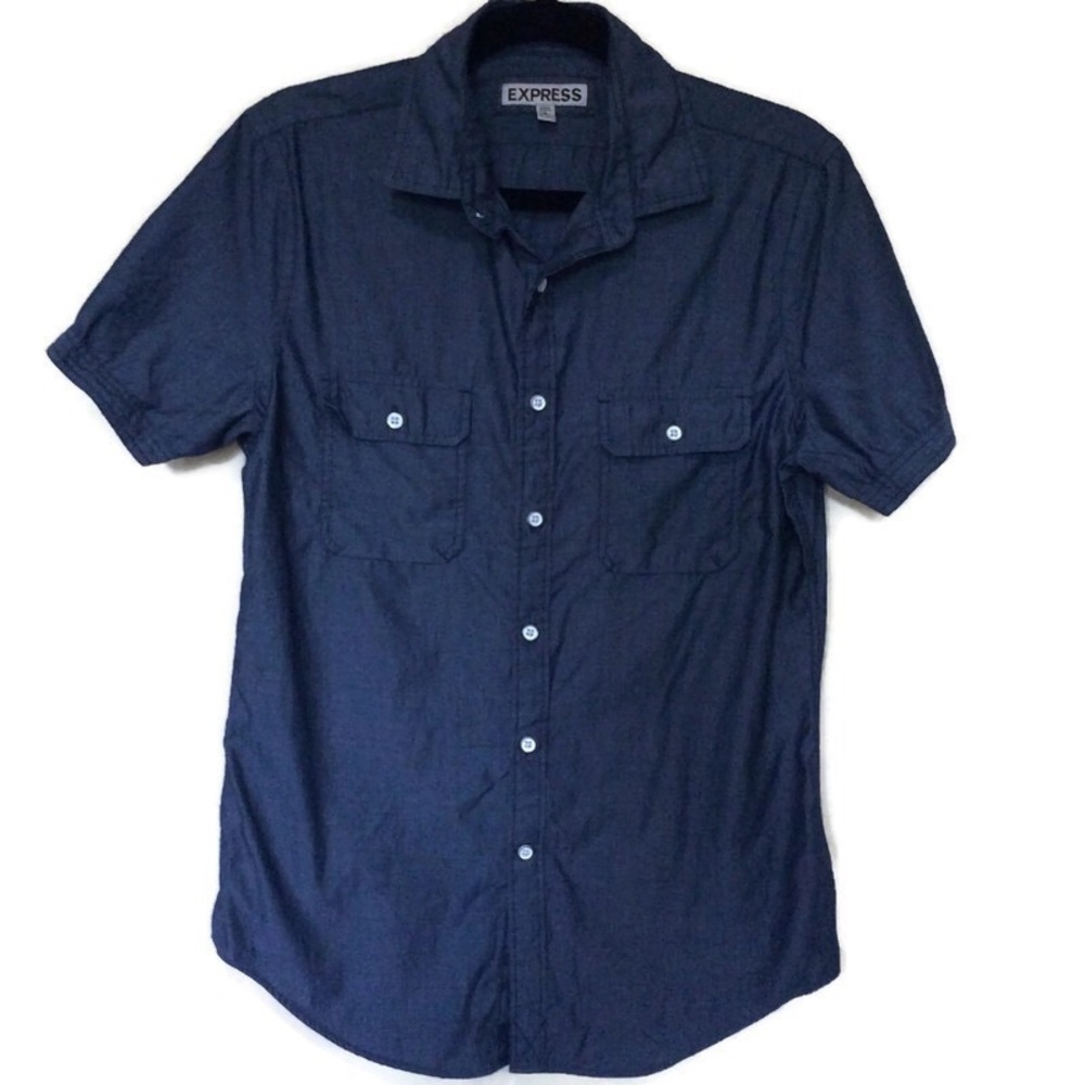 Men’s Express Chambray Fitted Short Sleeve sz S